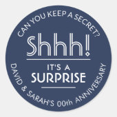 JEDES Jubiläum Überraschung Party Navy Blue und Wh Runder Aufkleber (Vorderseite)