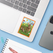 Jedes Kaninchen liebt Blumen Aufkleber (Laptop mit iPhone)