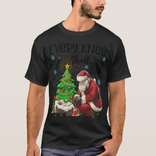 Jedes Knie muss Bow Baby Jesus knien Santa T-Shirt