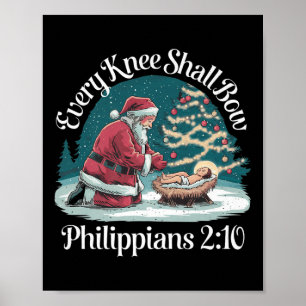 Jedes Knie wird Bow Jesus Christlich Santa Xmas Ch Poster