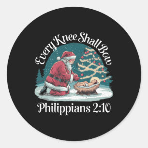 Jedes Knie wird Bow Jesus Christlich Santa Xmas Ch Runder Aufkleber
