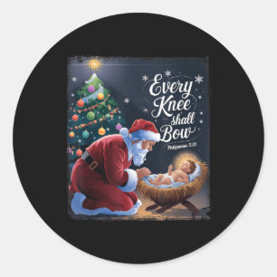 Jedes Knie wird Bow Jesus Christlich Santa Xmas Ch Runder Aufkleber