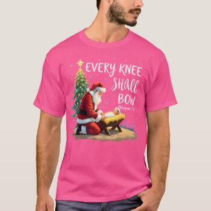 Jedes Knie wird Bow Jesus Christlich Santa Xmas Ch T-Shirt