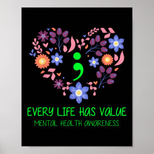 Jedes Leben hat einen Wert Semicolon Mental Health Poster