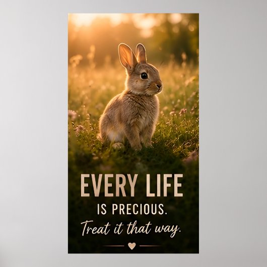 🐰 Jedes Leben ist kostbar. Behandle es dementspre Poster (Vorne)