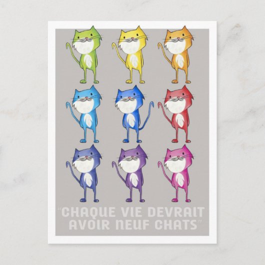 Jedes Leben sollte neun Katzen haben Postkarte (Vorderseite)