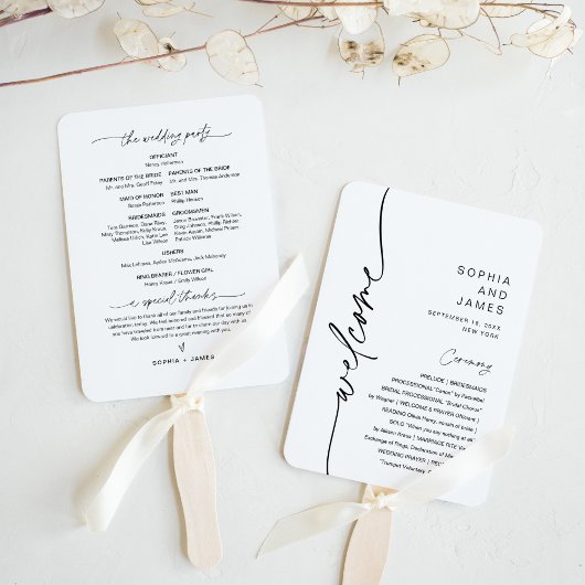 JEDES Minimalistische Hochzeitsprogramm (Set von 1 Fächer