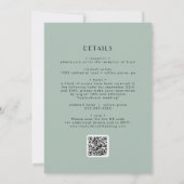 JEDES MODERNE Art Deco Sage Green QR Code Hochzeit Einladung (Rückseite)