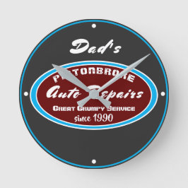 Jedes mögliches Namen-Auto repariert lustigen Runde Wanduhr