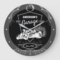 Jedes Name Garage Wappen Vintag Hotrod Schwarz-wei