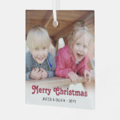 Jedes rot-Retro-Typografie-Einfaches Foto-Overlay Ornament Aus Glas (Vorderseite links)