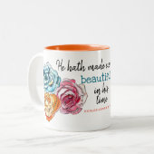 "Jedes Sacheschöne" Blumentrio Zweifarbige Tasse (Vorderseite Links)