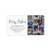 Jedes Skript Weihnachts-Foto Grüne Rücksendeadress Adressaufkleber (Vorne)