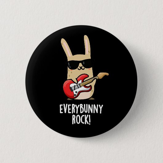 Jedes sonnige Rock Funny Animal Rabbit Puff Dark B Button (Vorderseite)