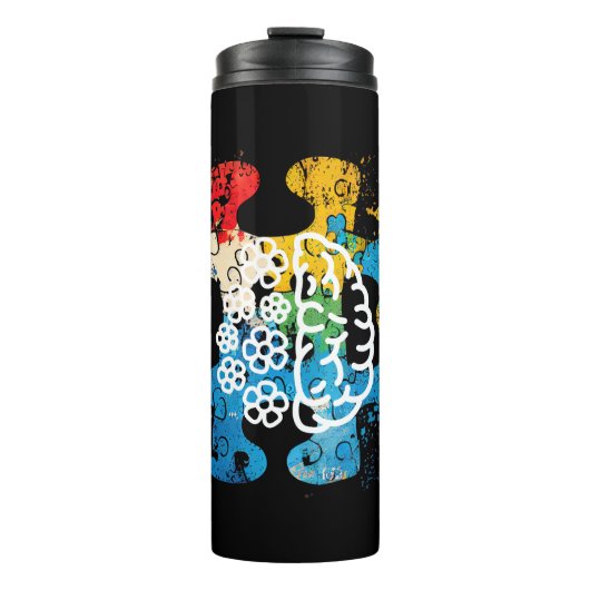 Jedes Stück ist wichtig - Puzzle-Hirn-Autismus Thermosbecher (Vorderseite)