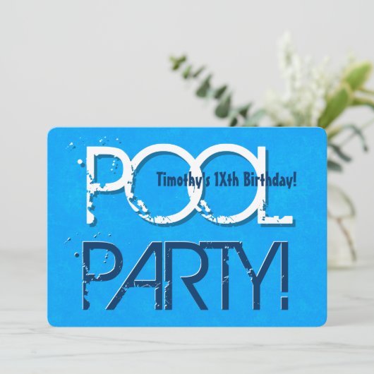 Jedes Teen Birthday Pool Party Save the Date P03Z (Stehend Vorderseite)