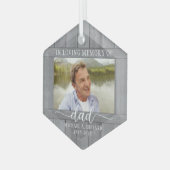Jedes Text 1 Foto Memorial Grau Imitate Wood Hexag Ornament Aus Glas (Vorderseite Links)
