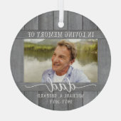 Jedes Text-2-Foto-Memorial Einfache graue Imitate Ornament Aus Glas (Rückseite)