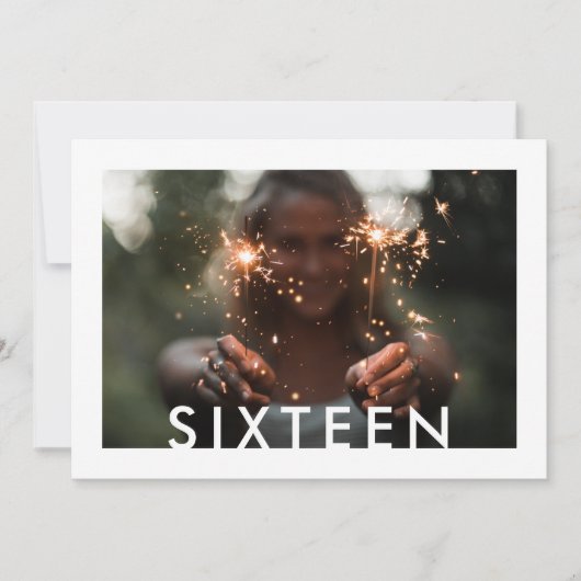 Jedes Text-2-Foto Modernes Minimalistisches 16. Ge Einladung (Vorderseite)