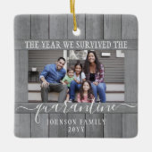 Jedes Text-2-Foto Wir überlebten Quarantäne-Imitat Keramikornament (Vorderseite)