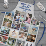Jedes Text-Foto Collage Bester Vater Grau Blau Gri Schürze<br><div class="desc">Feiern Sie mit einem eleganten Foto die schlichten Freuden der Familie und der Kinder in blauer und grauer Schürze. Bilder und Text sind einfach zu verändern. "Der beste Vater und Grillmeister der Welt je nach Osten. 20YY" kann Kindernamen enthalten und für Daddy, Pop, Papa, Opa, etc. personalisiert sein. IMAGE PLACEMENT...</div>
