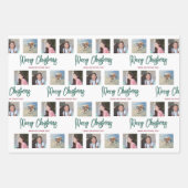 Jedes Text Foto Collage Red Green Brushed Weihnach Geschenkpapier Set (Vorderseite)