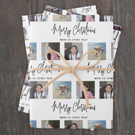 Jedes Text Foto Collage Schwarz-Weiß Weihnachten Geschenkpapier Set