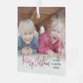 Jedes Text-Foto-Overlay Modernes, einfaches, rotes Ornament Aus Glas (Vorderseite links)