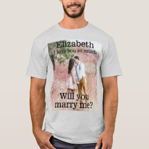 Jedes Text Heiratsantrag Foto Heirate Mich Weiß T-Shirt