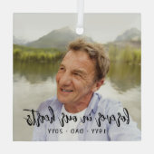 Jedes Text-Memorial 1 Foto Einfaches Schwarzes Skr Ornament Aus Glas (Rückseite)