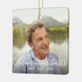 Jedes Text-Memorial 2 Foto Einfaches Weißes Skript Keramikornament (Links)