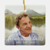 Jedes Text-Memorial 2 Foto Einfaches Weißes Skript Keramikornament (Vorderseite)