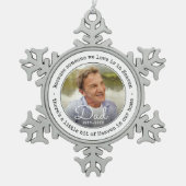 Jedes Text-Memorial-Foto Jemand im Himmel Einfach Schneeflocken Zinn-Ornament (Vorderseite)