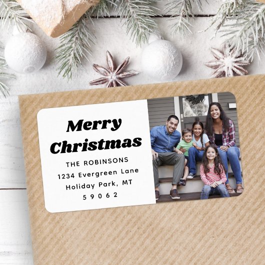 Jedes Text Weihnachts-Foto Chic Retro-Rücksendeadr Adressaufkleber