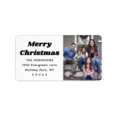 Jedes Text Weihnachts-Foto Chic Retro-Rücksendeadr Adressaufkleber (Vorne)