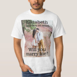 Jedes Textheiratsvorschlag-Foto heiraten mich weiß T-Shirt