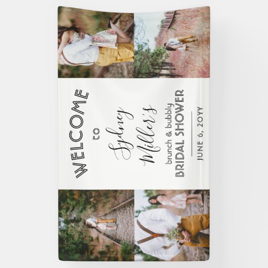 Jedes Thema Brautparty Elegante 4 Foto Willkommen Banner (Vertikal)