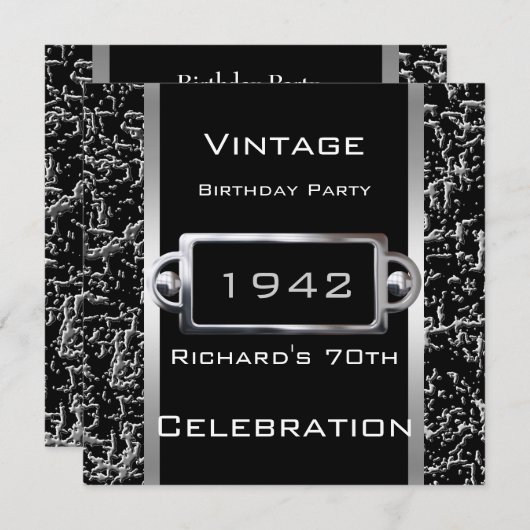Jedes Vintage 70. Schwarz-Metal-Image-Party Einladung (Vorne/Hinten)