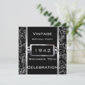 Jedes Vintage 70. Schwarz-Metal-Image-Party Einladung (Stehend Vorderseite)