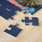 Jedes Zitat Familie Foto Collage Navy Blue Monogra Puzzle (Seite)