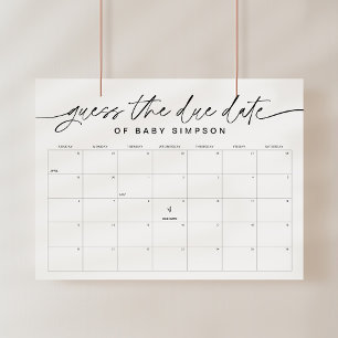 JEDLEIGH Guess the Due Date Baby Shower 16x20 Poster