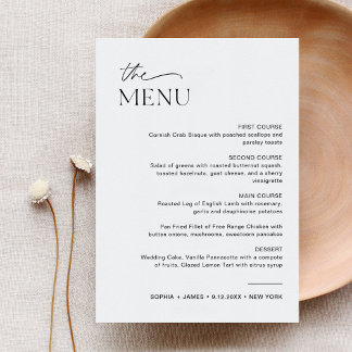 JEDLEIGH Wedding Dinner Menu 12x18 Card Einladung