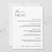 JEDLEIGH Wedding Dinner Menu 12x18 Card Einladung (Vorderseite)
