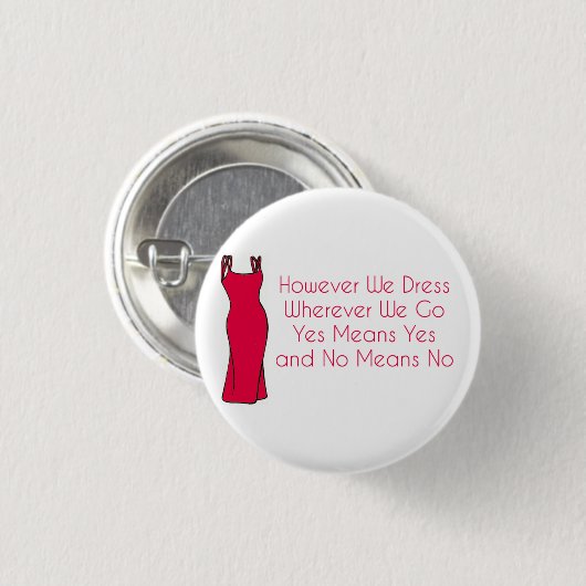 "Jedoch kleiden wir an, wohin wir gehen " Button (Vorne & Hinten)