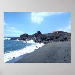 Jeep abgeschiedene Fußspuren Strand View Poster Ar