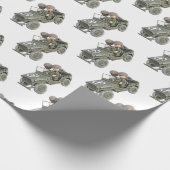 Jeep mit 2 Cartoonsoldaten Geschenkpapier (Ecke)