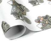 Jeep mit 2 Cartoonsoldaten Geschenkpapier (Rolleneckpunkt)