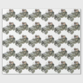 Jeep mit 2 Cartoonsoldaten Geschenkpapier (Flach)