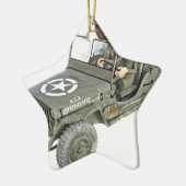 Jeep mit 2 Cartoonsoldaten Keramikornament (Links)