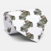 Jeep mit 2 Cartoonsoldaten Krawatte (Gerollt)